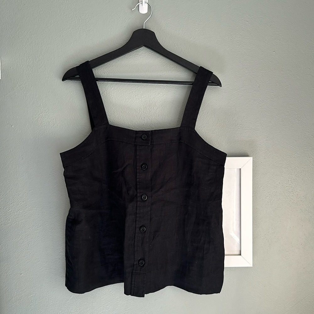 NWT Everlane Linen Picnic Top, washed black, size 10